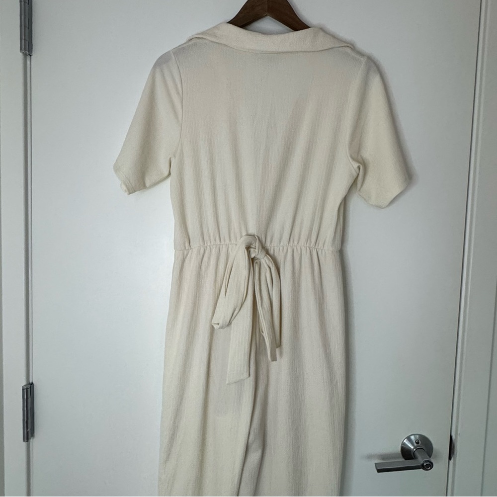 Size 4 Small ASOS Design White Cream Lined Minimalist Jumpsuit with Belt Tie - Picture 16 of 16